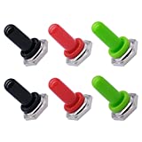 mxuteuk 6pcs Toggle Switch Cover 12mm EDPM Rubber Toggle Rocker Switch Knob Hat Waterproof Boot Cover Cap Dust and Dirt Resistant Black Green Red TEN-MZ-3S