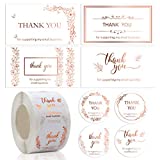 Rose Gold Foil Thank You Card 120Pack with 1.5? Stickers Roll of 500pcs, Thank You for You Supporting My Small Business, Great for Online Shop, Retail Store, Beauty Salon, and Restaurant