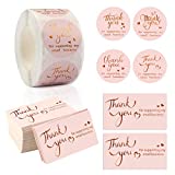 600PCS Thank You Cards and Stickers Set Gold Foil 1.5 Inch Thank You For Supporting My Small Business Stickers 9x5CM Greeting Cards for Online Retail Shop Package Inserts