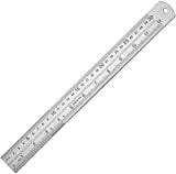 Edward Tools 12 Inch Metal Ruler - Stainless Steel SAE and MM - Straight Edge has Inches and Millimeters - 1 Foot Length - For School, Office Contractor, Home Use