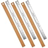 3 Pieces Stainless Steel Cork Back Rulers Metal Ruler Set Non Slip Straight Edge Cork Base Rulers with Inch and Metric Graduations for School Office Engineering Woodworking (18 Inches)