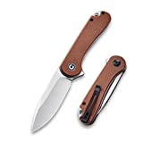 CIVIVI Elementum Pocket Folding Knife - Lightweight Camping Hunting Knife 2.96" D2 Satin Blade Micarta Handle,Good for EDC Outdoor C907M (Brown)