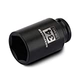 MIXPOWER 1/2" Drive Deep Impact Socket, CR-MO, 34 mm, METRIC, 6 Point, Axle Nut Impact Grade Socket for Easy Removal