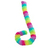 E-TING Cat Tail Long Fur Neko Anime Cosplay Party Costume Lady Girls (Rainbow Tail)