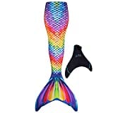 Fin Fun Authentic Wear-Resistant Mermaid Tail for Swimming, Kids and Adults, Monofin Included, Rainbow Reef, Adult S