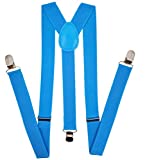 Navisima Adjustable Elastic Y Back Style Suspenders for Men and Women With Strong Metal Clips, Turquoise (1 Pack)