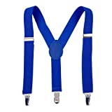 Suspenders for Boys Child Kids Adjustable - Elastic Y Shape Soild Color Suspender (Royal Blue)