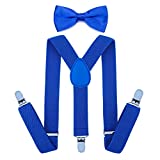Child Kids Suspenders Bowtie Set - Adjustable Suspender Set for Boys and Girls (30Inches(6 Years to 5 Feet Tall),Royal blue)