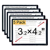 5-Pack Scratchproof Vaccination Card Holder, CDC Vaccine Card Protector 4.2 X 3.2 Inches Spill-Resistant Immunization Vaccinate Record Cards Plastic Holder, for Badge Record ID Card Name Tag (Black)