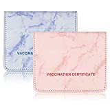 2 PCS CDC Vaccine Card Holder 4x3 Vavaccine Card Case PU Leather Vaccine Card Protector Pink and Blue Marble