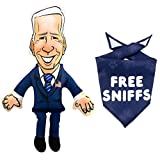 Political Satire Bite a Biden Dog Toy and Dog Bandana - Durable Stuffed Squeaky Dog Chew Toy - Canvas and Cotton Humorous Political Dog Toy