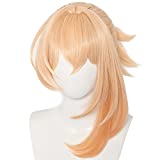 Amback Yoimiya Cosplay Wig for Game Genshin Impact Women Orange Gradient Costume Wig with Undetachable Pigtail, Need to DIY