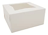 Southern Champion Tray 23053 Paperboard White Lock Corner Window Bakery Box, 10" Length x 10" Width x 5" Height (Case of 150)