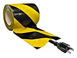 Electriduct Tunnel Tape with Non-Adhesive Center Channel Path for Cable Management Gaffer's Tape 4" x 50 Feet (16 Yards) Black/Yellow High Visibility Safety Stripe