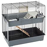 Ferplast Krolik Extra-Large Two-Story Rabbit Cage in Burgundy | Rabbit Cage Includes All Accessories & Measures 39L x 20.3W x 36.2H & Includes All Accessories | 1-Year Manufacturer's Warranty