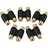 Warmstor RCA Female to Female Coupler 5-Pack Gold Plated - Dual Female RCA Adapter Cable Extension Connector for Amplifier, Subwoofer, Mixer