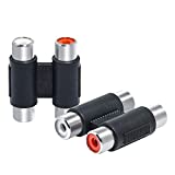 RCA Female to Female Coupler, 2 Pack Dual Female RCA Adapter Cable Extension Connector for Amplifier, Subwoofer, Mixer