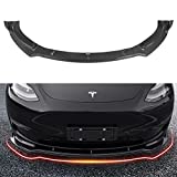 Xipoo Fit Tesla Model Y Front Lip Front Bumper Lip Spoiler Wing Front Splitter Side Body Kit Trim Protection for 2020 2021 Model Y Accessories (Glossy Carbon Fiber)