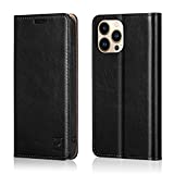 Belemay Compatible with iPhone 13 Pro Max Case Wallet, Protective Genuine Leather Flip with RFID Blocking Card Holders [Undetachable Interior Shell] Folio Cover for Men Women (6.7-inch 2021) Black