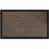 Gorilla Grip Durable Natural Rubber Door Mat, Waterproof, Low Profile, Heavy Duty Welcome Doormat for Indoor and Outdoor, Easy Clean, Rug Mats for Entry, Patio, Busy Areas, 17x29, Latte Quatrefoil