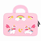 MoKo Fire HD 10 Inch Kids Tablet Sleeve Case Bag, [Shock-Proof] Zipper Handle Pouch Portable Neoprene Case Cover fits Fire HD 10 Plus 2021, Fire HD 10 Kids & Pro 2021 - Pony Pink