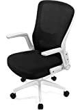 COMHOMA Ergonomic Office Chair Desk Chair Swivel Mid Back Modern Comfortable Computer Task Mesh Office Chairs with Adjustable Arms and Lumbar Support,White