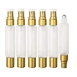 Holistic Oils Essential Oil Roller Sprayer Duo Bottles, Double Ended Stainless Steel Roller Balls for Essential Oils with Fine Mist Sprayer (6 pack), 10ml Frosted Clear Glass Roll On Bottles