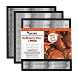VCHOMY Grill Mesh Mat Set of 3 - Heavy Duty BBQ Non-Stick Cooking Sheet Liners Reusable Teflon Barbecue Grilling Net for Outdoor Smoker, Pellet, Gas, Charcoal Grills - 11.8x13.8