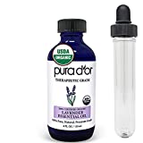 PURA D'OR Organic Lavender Essential Oil (4oz with Glass Dropper) 100% Pure & Natural Therapeutic Grade for Hair, Body, Skin, Aromatherapy Diffuser, Relaxation, Meditation, Massage, Home, DIY Soap