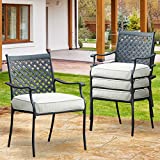 PatioFestival Patio Dining Chairs Stackable Outdoor Chairs Dining Furniture Set of 4,All Weather Frame with Thick Cushion for Porch,Yard,Balcony,Kitchen