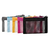 Patu Mini Zipper Mesh Bags, 3" x 4", Size XS / A8, 5 Pieces, Keychain Pouch Key Holder, Coin Purse, Clear Travel Kit Small Item Cosmetic Organizer, Assorted Colors