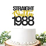 Black Golden Glitter Straight Outta 1988 Cake Topper, Happy 33rd Birthday, Cheers to 33 Years, Adult Anniversary / Vow Renewal Party Supplies for Women or Men - Double Color