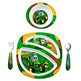 John Deere's Johnny Tractor and Friends Feeding 4 Piece Set, Green, Brown, Yellow, Blue, White, Red