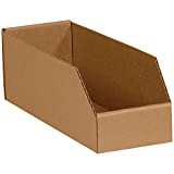 Aviditi Corrugated Cardboard Storage Bins, 4"x 12"x 4 1/2", Kraft, Pack of 50, for Warehouse, Garage and Home Organization