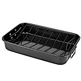 Professional Non-Stick Carbon Steel Turkey Rotisserie Roaster Pan With Removable V Rack Ham Pot Roasts & Baking Pan