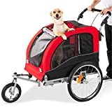 Best Choice Products 2-in-1 Pet Stroller and Trailer w/Bike Hitch, Suspension, Safety Flag, and Reflectors