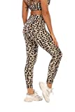 Fancyskin Leggings for Women Yoga Pants Pocket Tummy Control Leopard Print Soft Tights Light Brown Xs