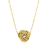 Ross-Simons Italian 14kt Yellow Gold Textured Love Knot Pendant Necklace. 20 inches