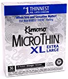 Kimono MicroThin XL I Ultra-Thin Lubricated Condoms I 5X Tested, Stronger, Reliable I Flare Shape with Extra Large Base I Made with Premium Natural Latex I 36 Count