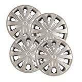 Hubcaps.com - Premium Quality 15" Silver Hubcaps/Wheel Covers fits 2012-2019 Nissan Versa, Heavy Duty Construction (Set of 4)