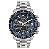 Citizen Eco-Drive Promaster Skyhawk A-T Quartz Mens Watch, Stainless Steel with Leather strap, Pilot watch, Blue (Model: JY8078-01L)