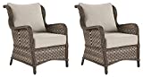 Signature Design by Ashley Clear Ridge Outdoor Wicker Patio Lounge Chair, Set of 2, Light Brown