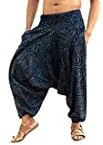 SARJANA HANDICRAFTS Men Women Cotton Harem Pants Pockets Yoga Trousers Hippie (Blue)
