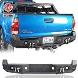 Hooke Road Tacoma Rear Steel Bumper w/2 18W LED Floodlights for 2005-2015 Toyota Tacoma 2nd Gen Pickup Truck