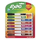 EXPO 1944748 Magnetic Dry Erase Markers with Eraser, Fine Tip, Assorted Colors, 8-Count