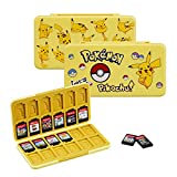 JINGDU 24-Slot Game Card Case for Nintendo Switch Game and Memory Card, [Shockproof, Waterproof] Hard PC Shell, Soft Silicone Lining, The Holder Suitable for Switch, Lite, OLED Games, Pokemon Pikachu