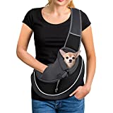 YUDODO Pet Dog Sling Carrier Mesh Hand Free Adjustable Dog Satchel Carrier Bag Papoose Crossbody for Small Medium Dog Cat Rabbit (M(up to 10 lbs), Black)