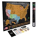 Scratch Off Map of The United States  US Scratch Off Travel Map with 50 State Flags and Landmarks  Map to Track States Visited, Full Accessories Set Included, Gift for Travelers, by Earthabitats