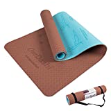 OmDashi Fitness Instructional yoga mat, sun salutation/poses for flat belly, double side printed, eco-friendly, High Premium TPE (72”x24”x6mm), Non-slip texture +Carry Straps included