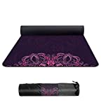 Haining Suede TPE Yoga Mat Eco Friendly Non Slip Yoga Mats with Carrying Bag,72"x32" Extra Thick 8MM Exercise & Workout Mat for Yoga, Pilates and Fitness (Flowers B)